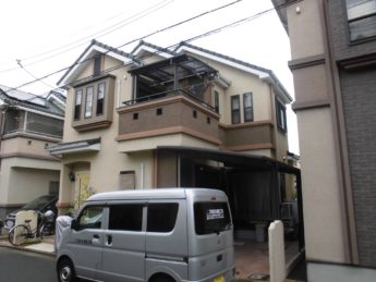 大阪府堺市中区W様邸 屋根 外壁塗装及び防水工事-施工前