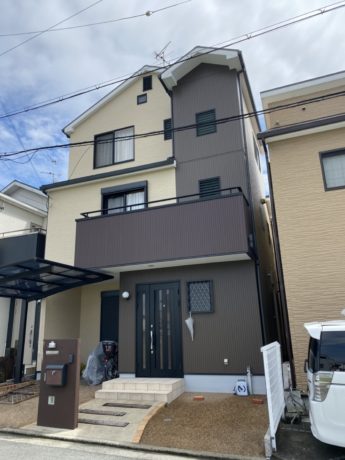 大阪府堺市西区H様邸 屋根 外壁塗装及び防水工事-施工後